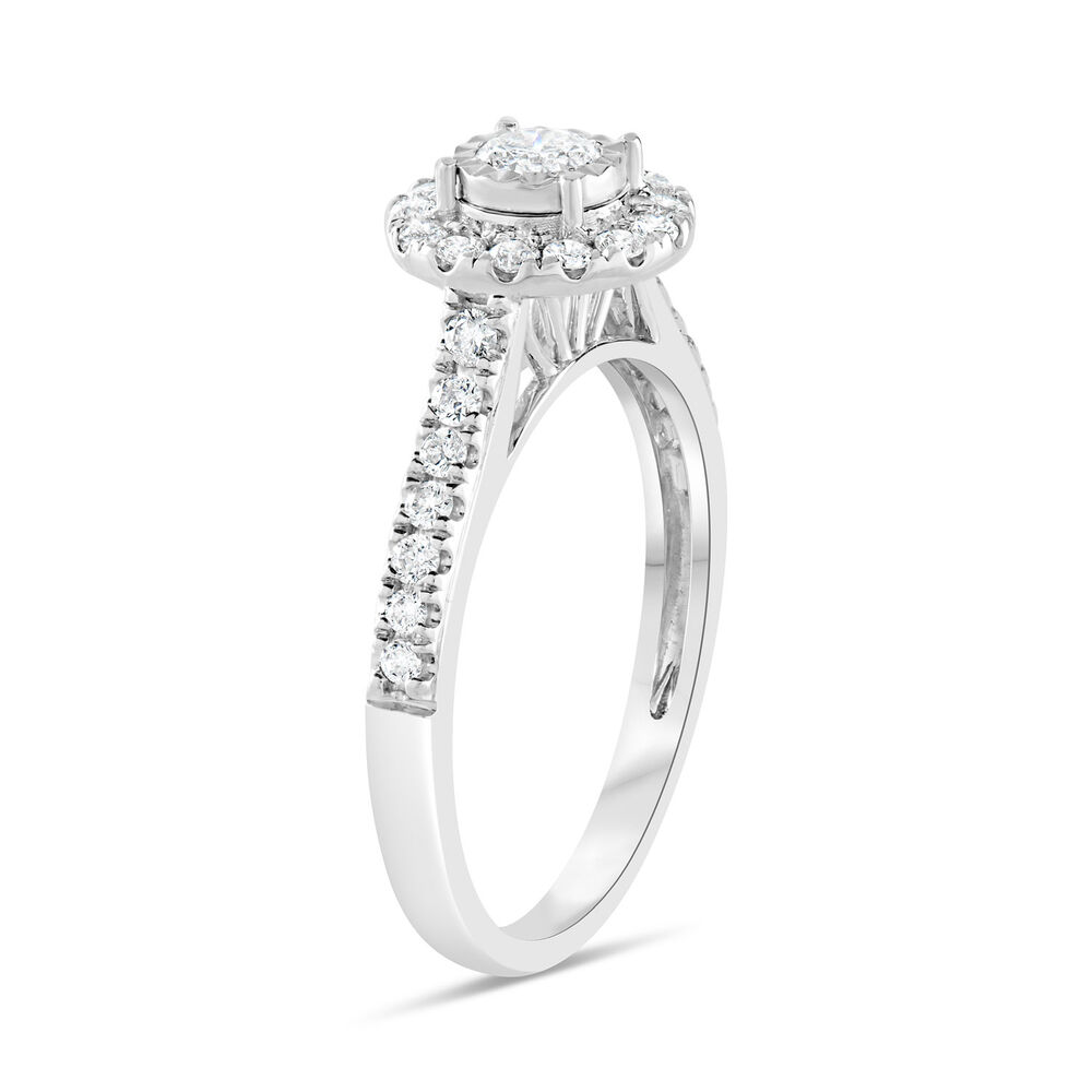 18ct White Gold Embellished Diamond Halo Cluster with 0.50 Carat Ring image number 3