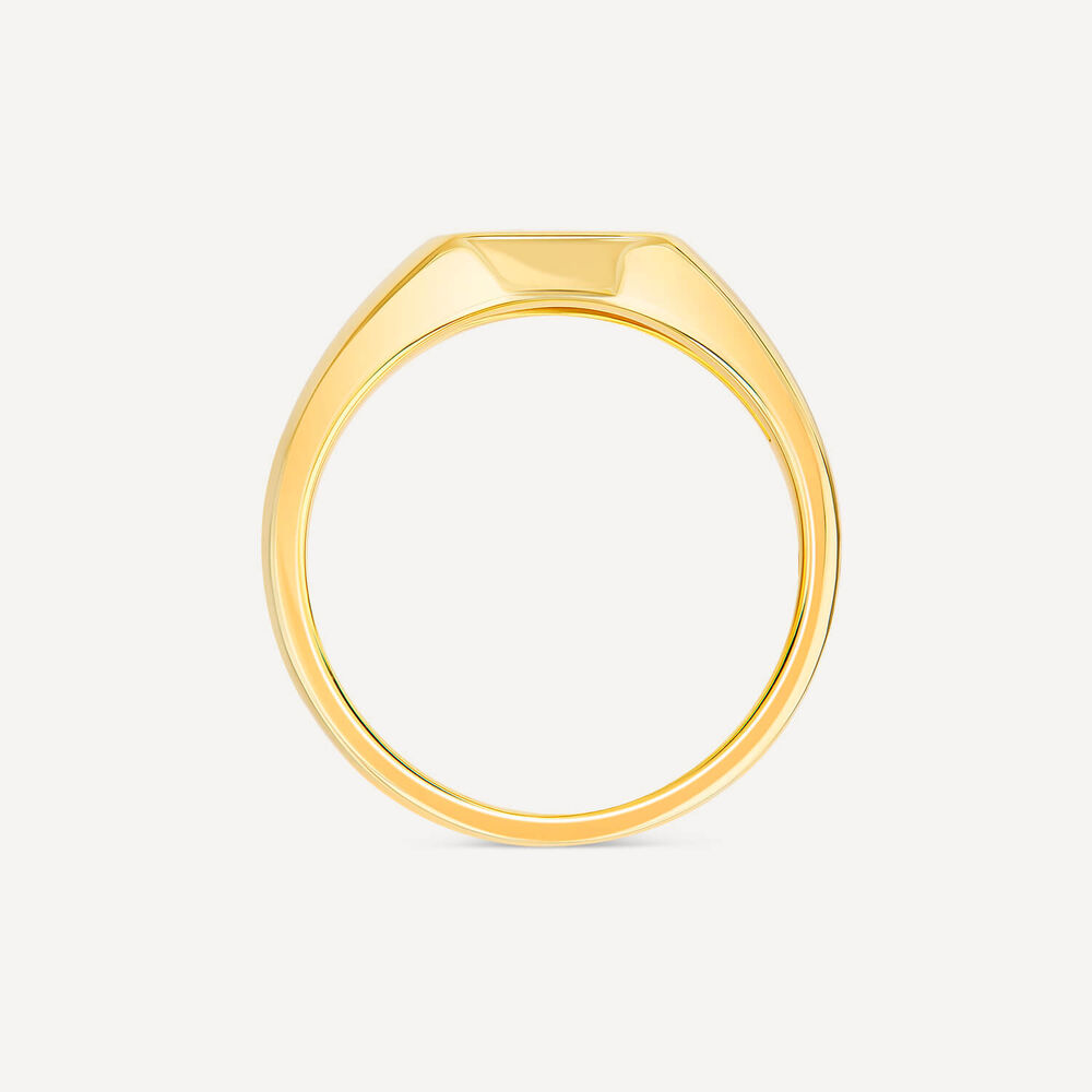 9ct Yellow Gold Square Diamond Set Signet Ring image number 3