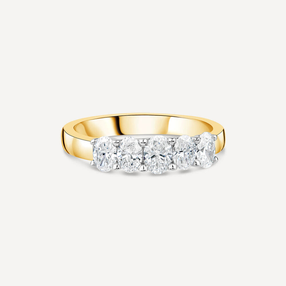 18ct Yellow Gold 5 Stone 1ct Lab Grown Diamond Ring image number 2