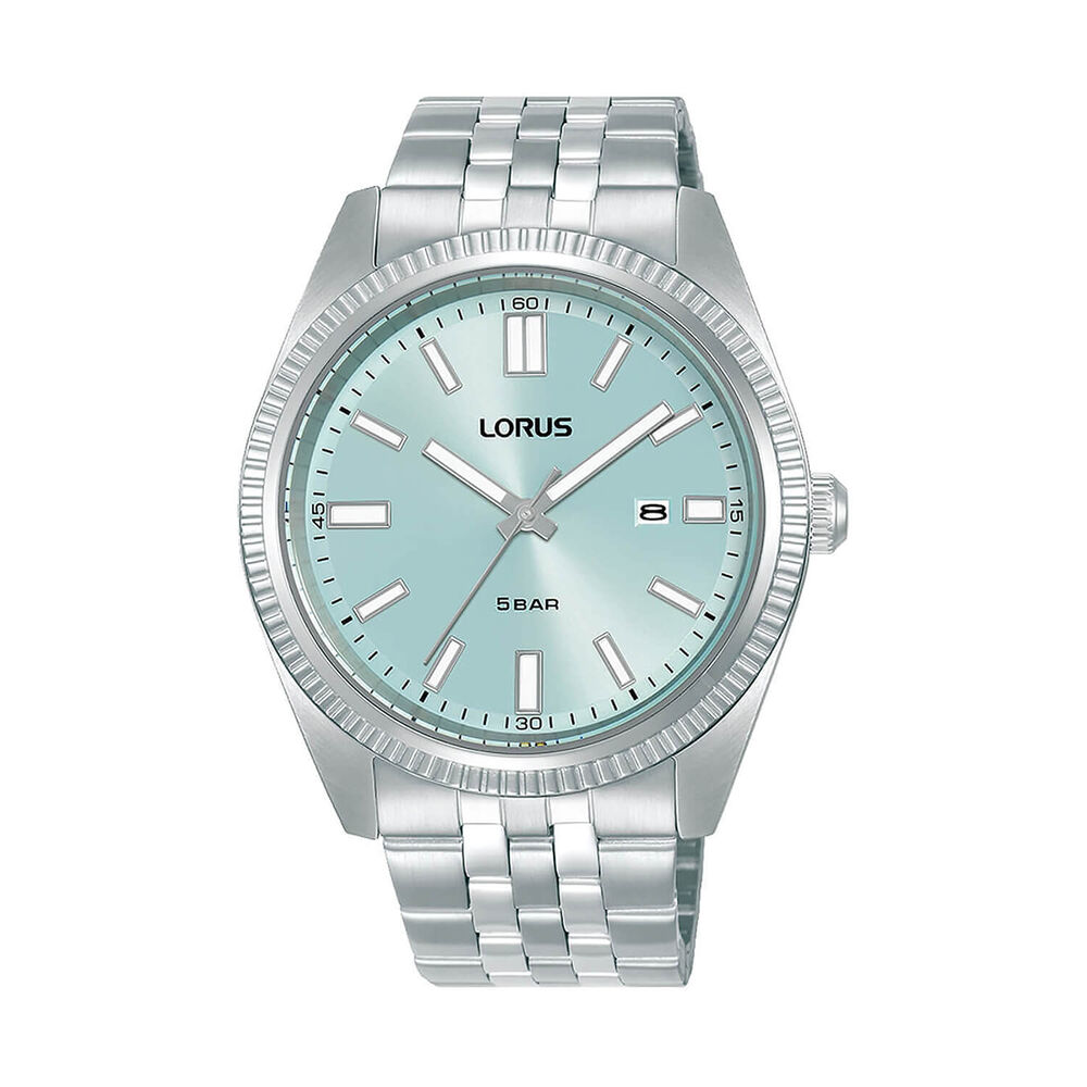 Lorus Quartz Gents 42mm Turqoise Dial Steel Bracelet Watch image number 0
