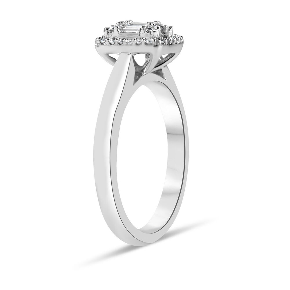 Ladies 18ct White Gold Emerald Cut Illusion 0.25 Carat Diamond Ring - Special Price image number 3