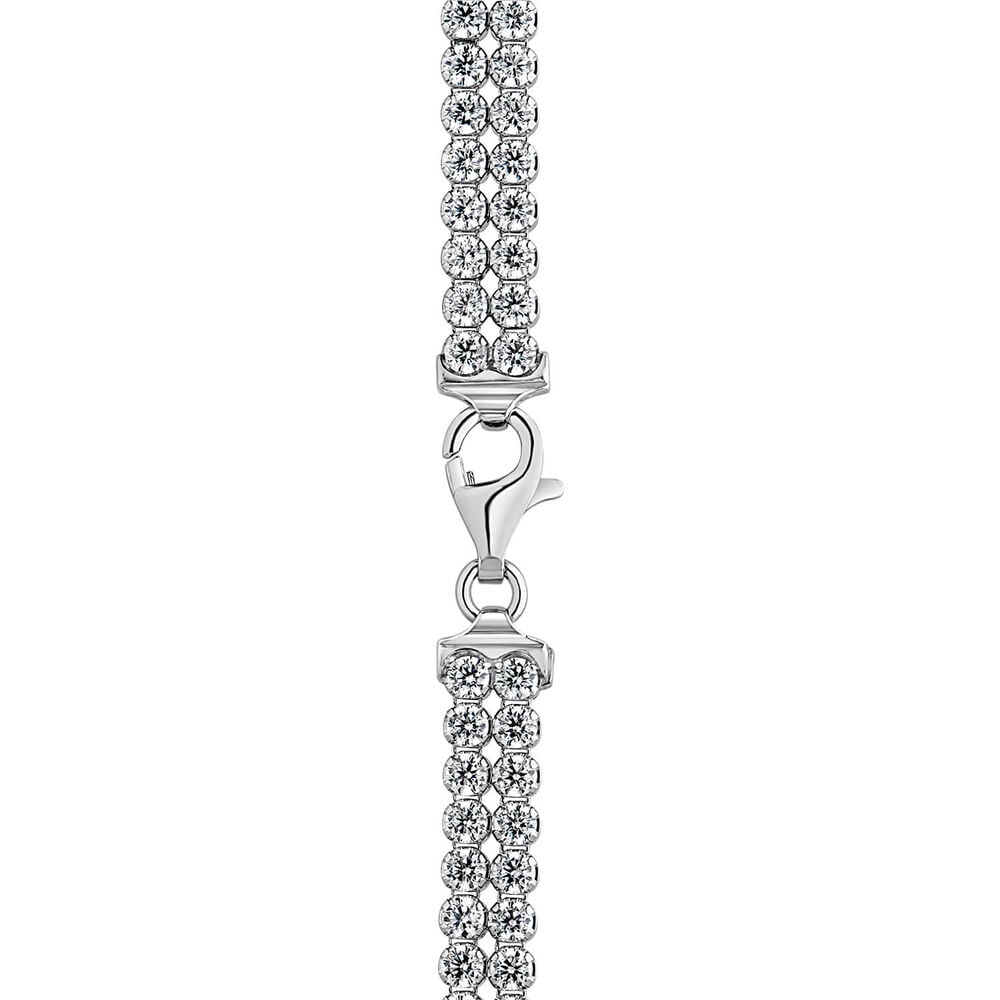 Ladies Sterling Silver Double Row Crystal necklace image number 2