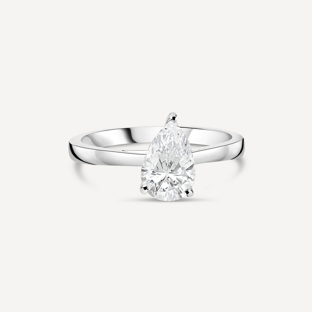 18ct White Gold Lab Grown 1ct Pear Shaped Diamond Engagement Ring