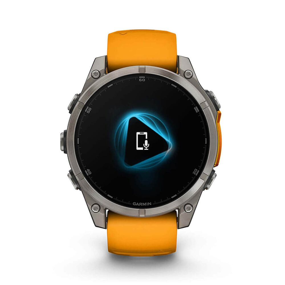 Garmin fenix® 8 AMOLED Sapphire 47mm Titanium Case Spark Orange Graphite Silicon Strap Watch image number 11