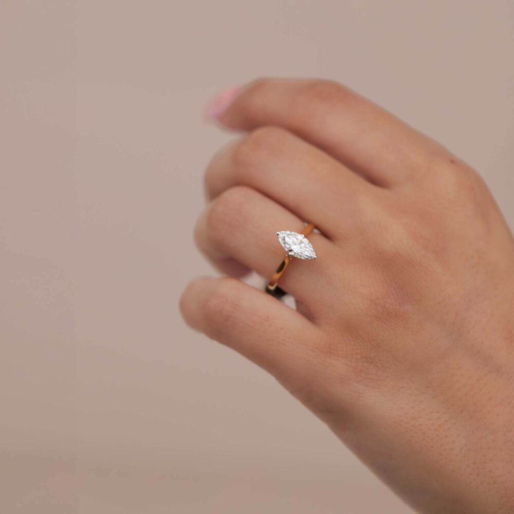 Born 18ct Yellow Gold 1.00ct Marquise Solitaire Diamond Ring image number 5
