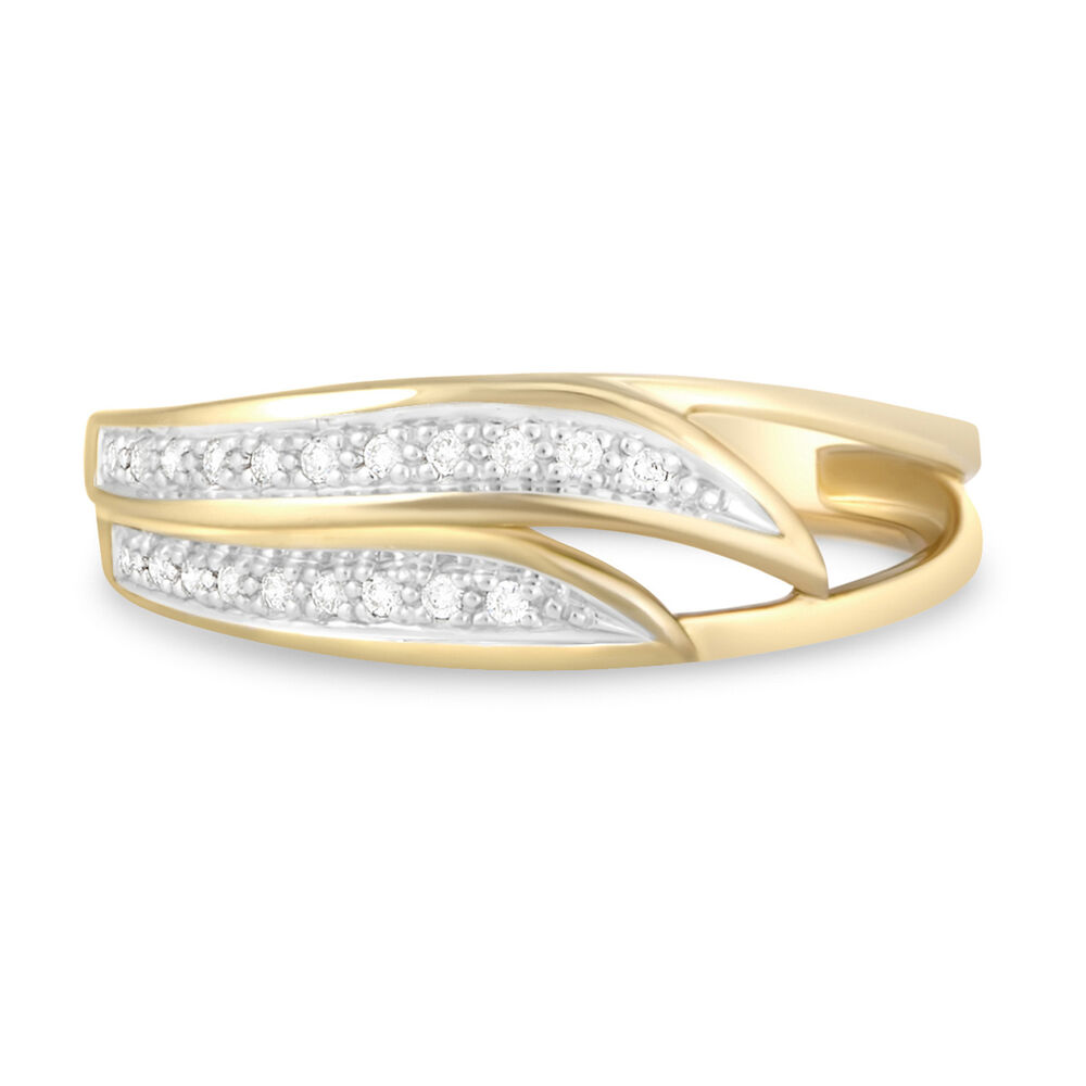 9ct Yellow Gold Diamond Open Wave Ring image number 1