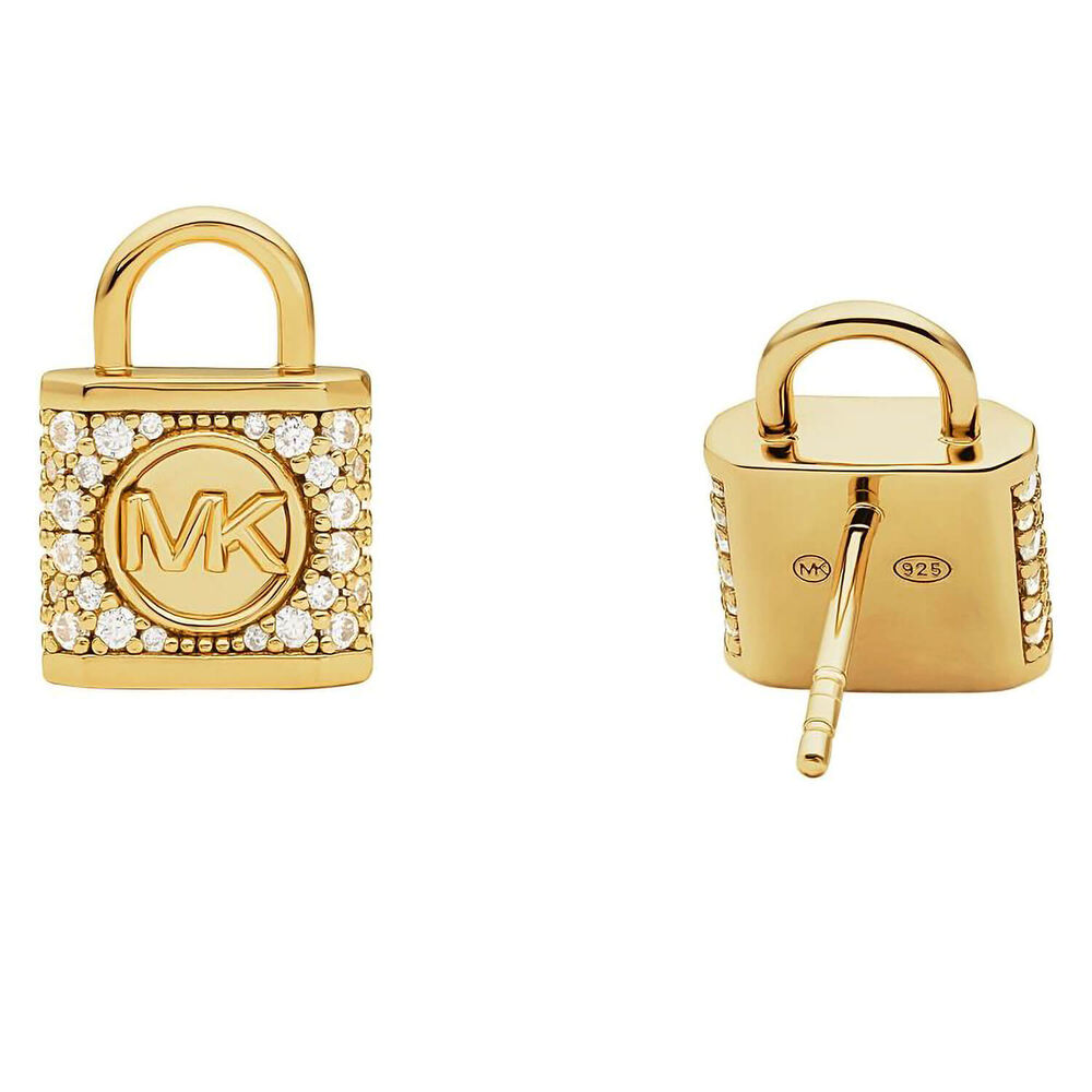 Michael Kors Rose Gold Plated Lock Stud Earrings image number 1