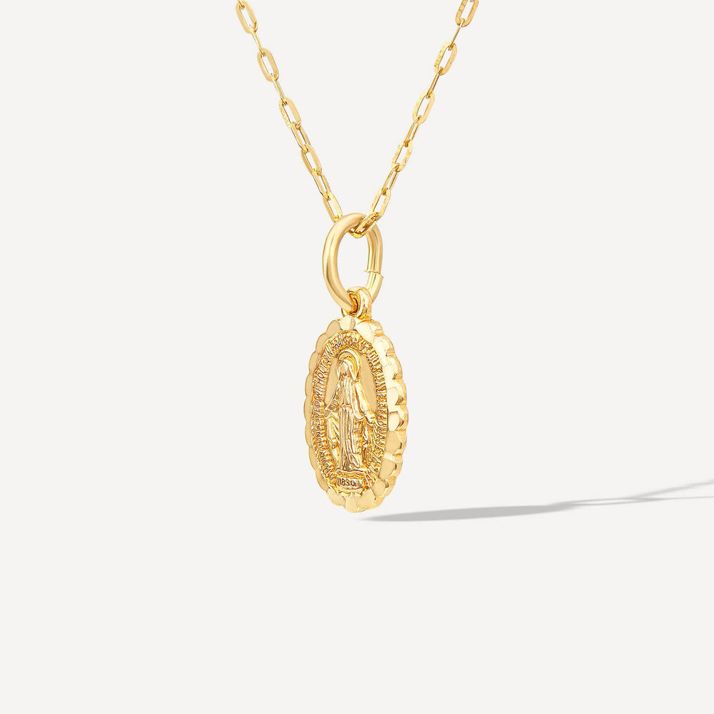 9ct Yellow Gold Polished Oval Miraculous Medal image number 1