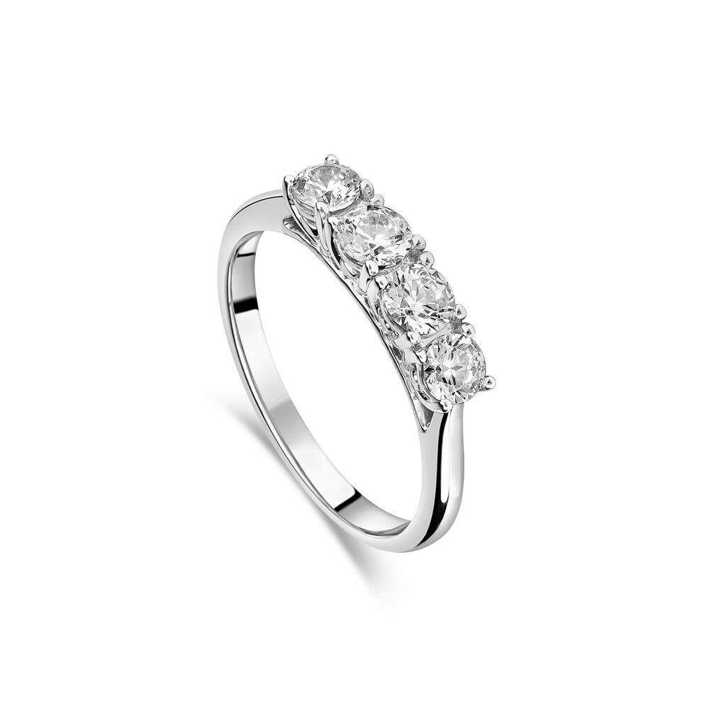 18ct White Gold Tulip Setting Four Stone 0.80 Carat Diamond Ring image number 0