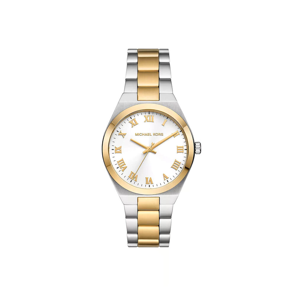 Michael Kors Lennox 37mm White Dial Two Tone Steel Bracelet Watch