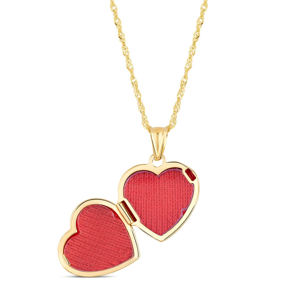9ct Yellow Gold Ribbed Heart Locket (Chain Included) image number 1