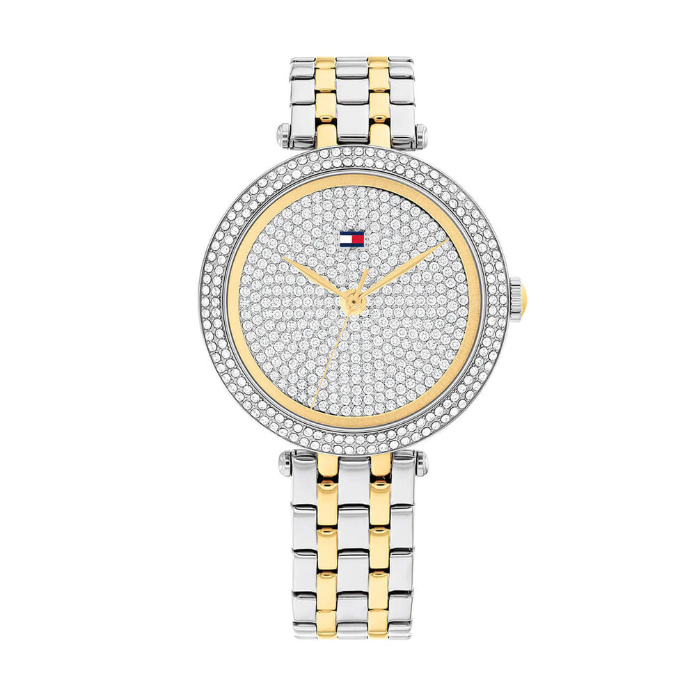 Tommy Hilfiger 34mm Cubic Zirconia Dial & Bezel Two-Tone Stainess Steel Bracelet Watch image number 0
