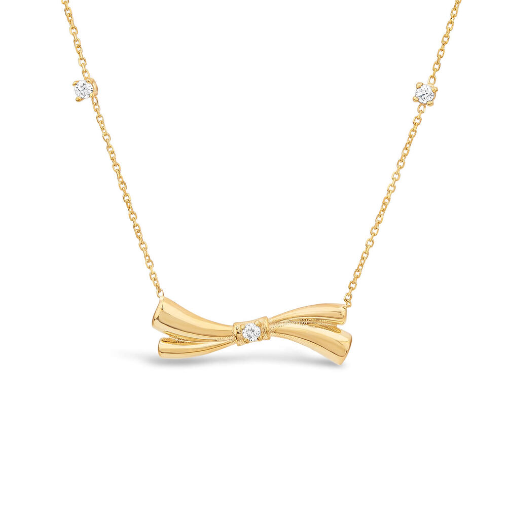 9ct Yellow Gold Cubic Zirconia Set Bow Necklet image number 0