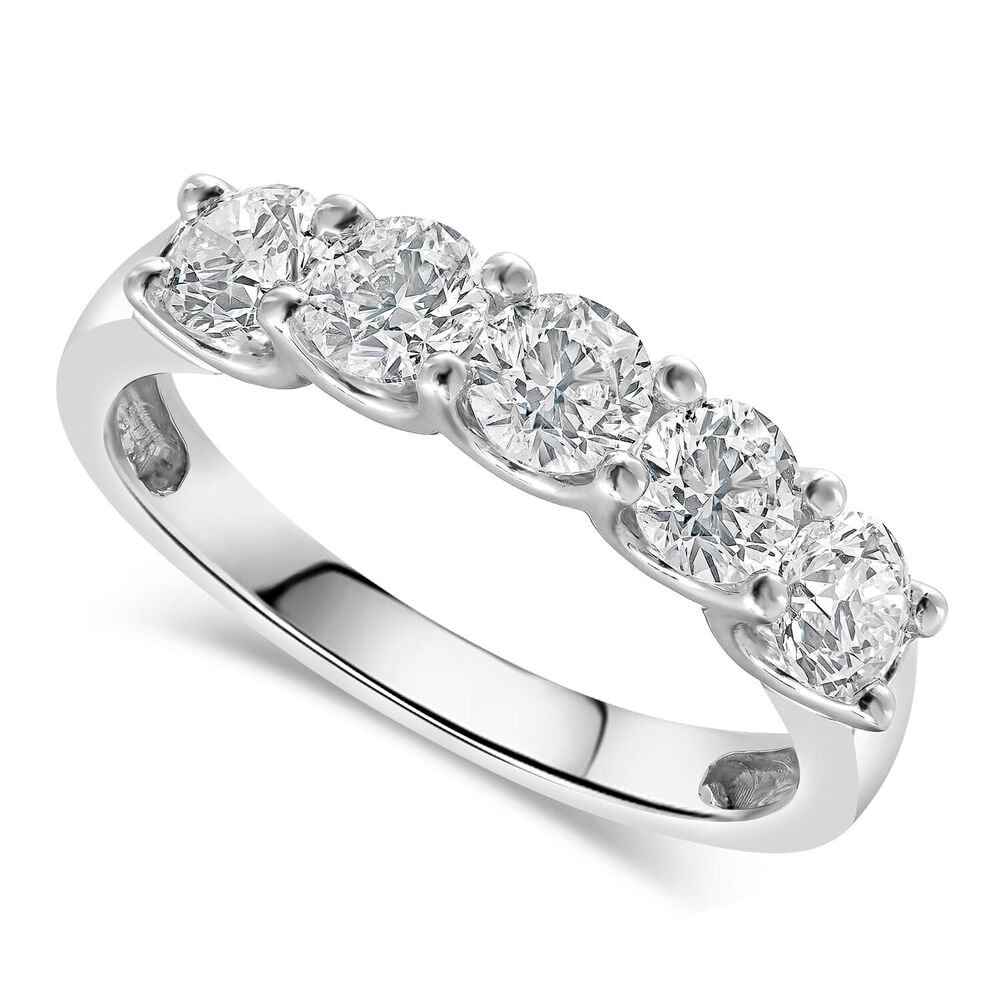 18ct White Gold Ring With 5 Round Cut Diamonds image number 0