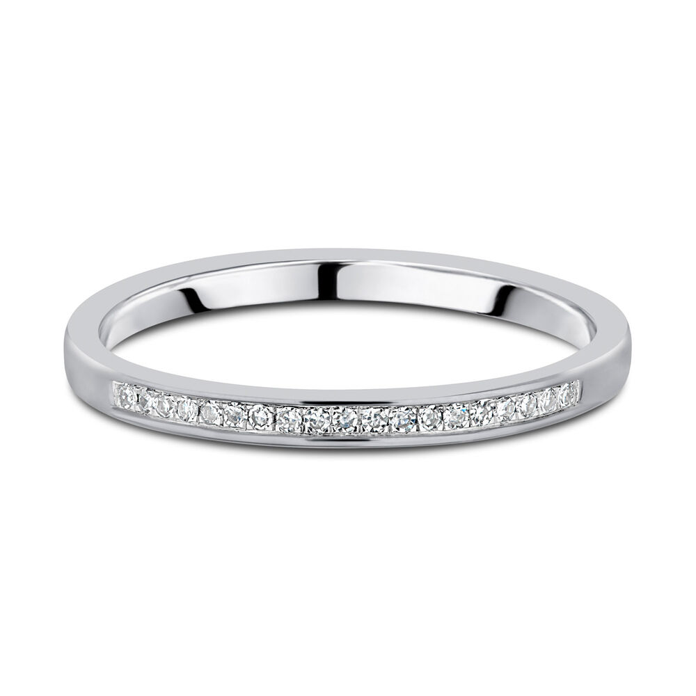 9ct White Gold 0.04ct Diamond Channel Wedding Band image number 4