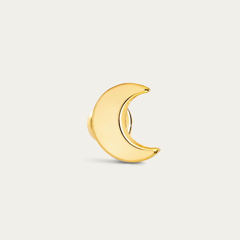 Yellow Gold Plated Sterling Silver Plain Half Moon Single Stud Earring