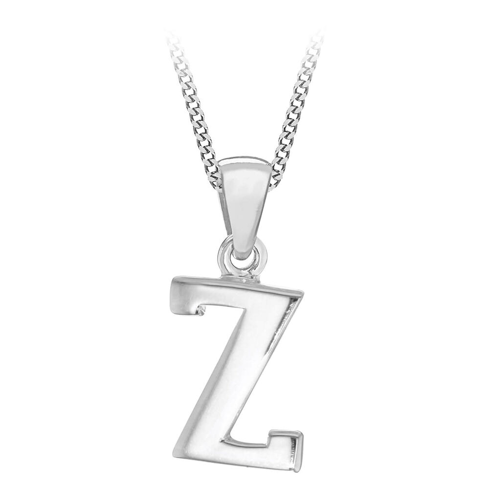 Sterling Silver Block Initial Z Pendant  (Chain Included) image number 0