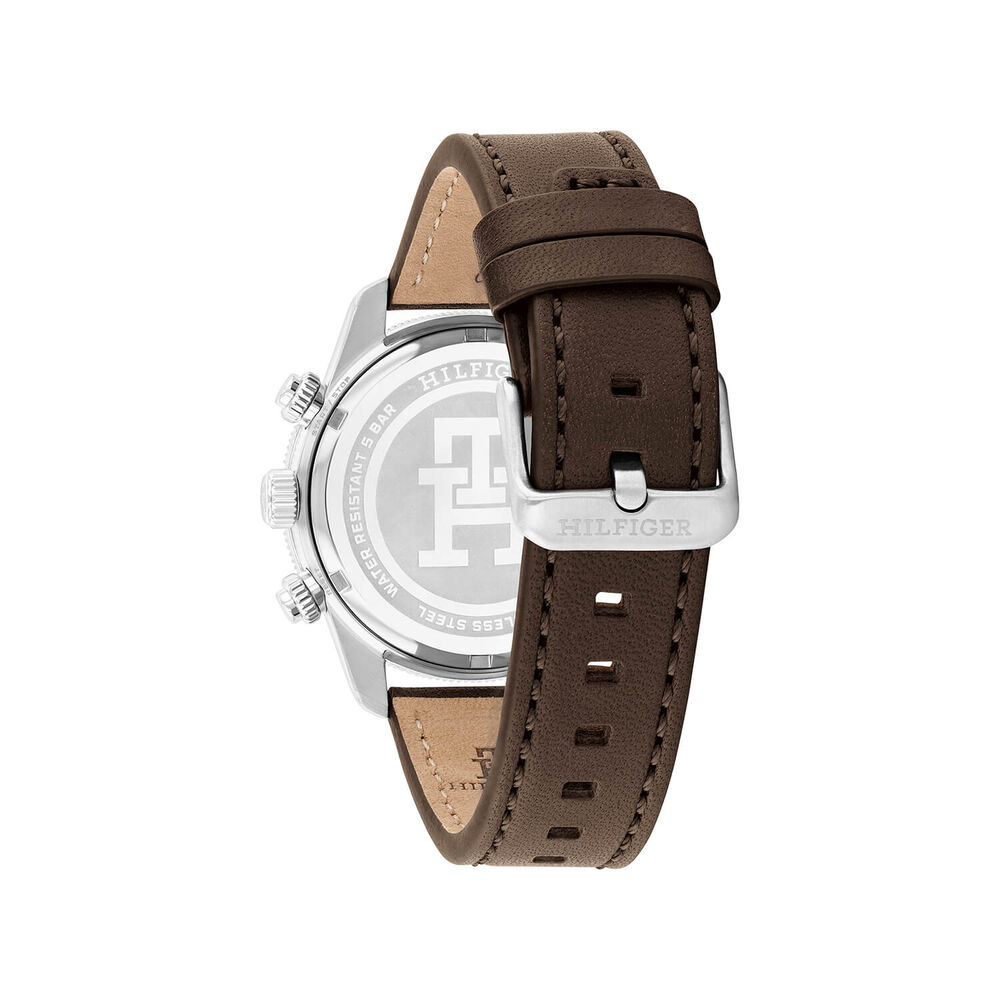 Tommy Hilfiger 41mm Blue Dial & Bezel Steel Case Brown Leather Strap Watch image number 2