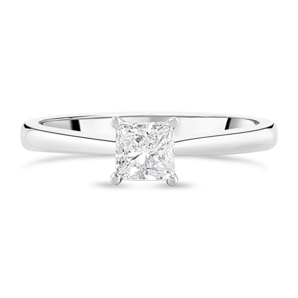 18ct White Gold 0.40ct Princess Diamond Tulip Setting Ring image number 1
