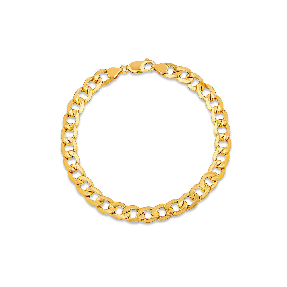 9ct Yellow Gold Diamond Cut Curb Chain Bracelet image number 0