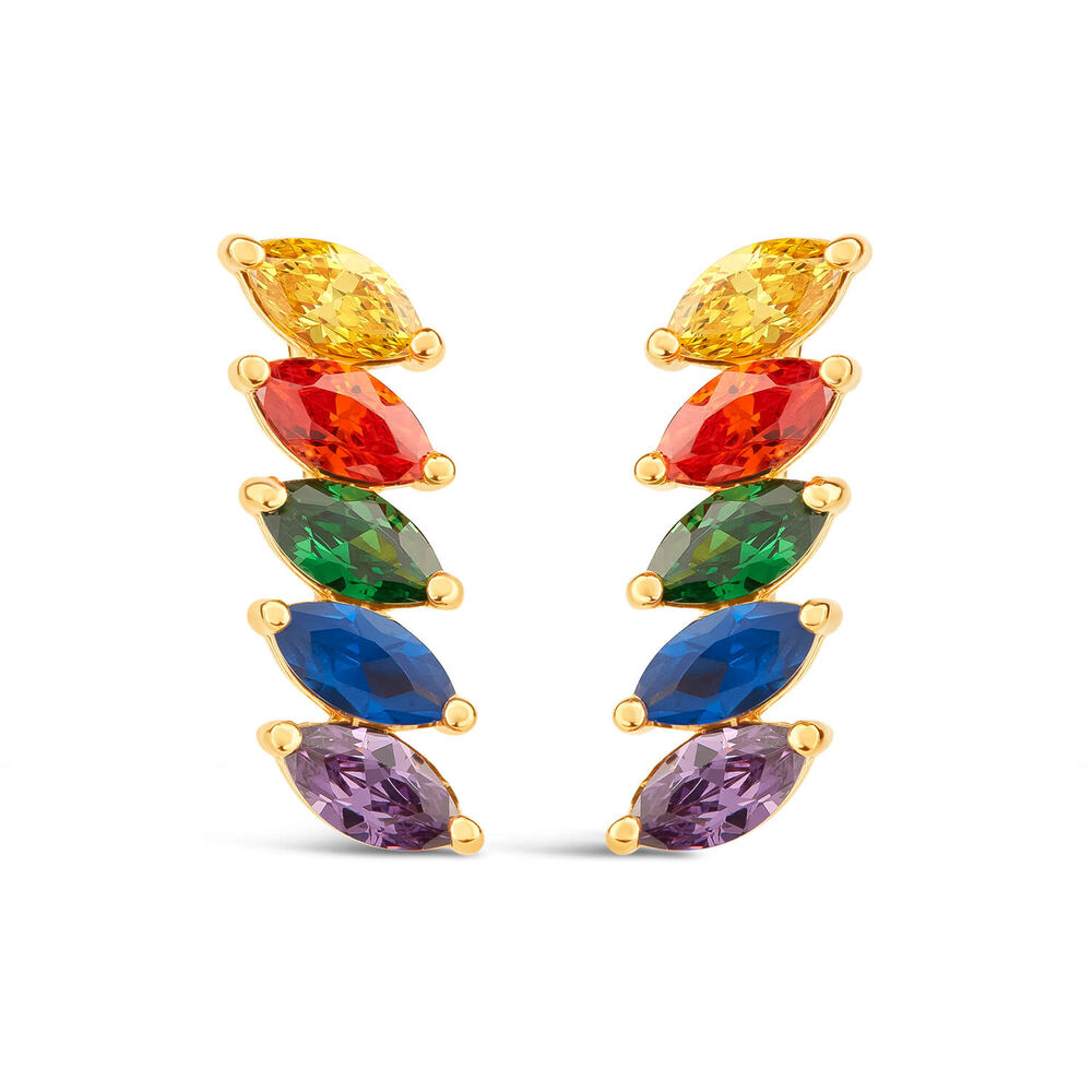 9ct Yellow Gold Multi Colour Marquise Stone Climbers image number 0