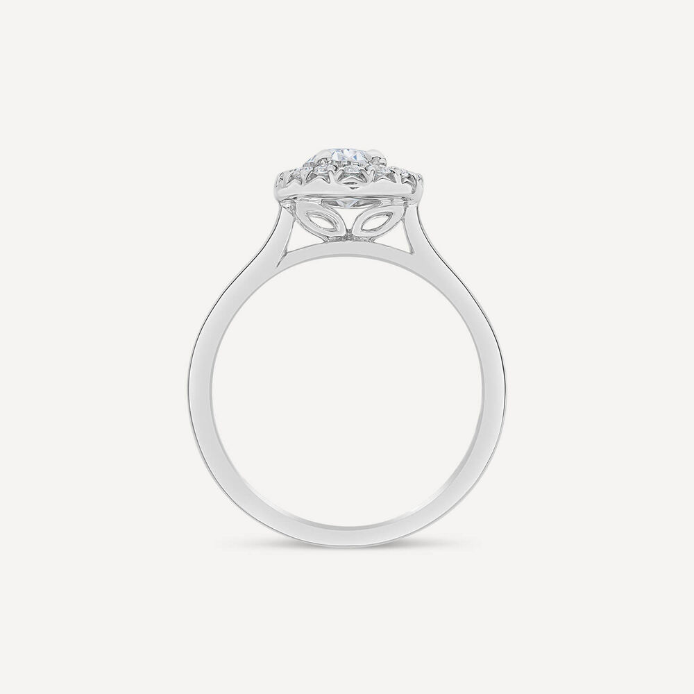Born Platinum 1.20ct Lab Grown Oval Diamond Halo Ring image number 1