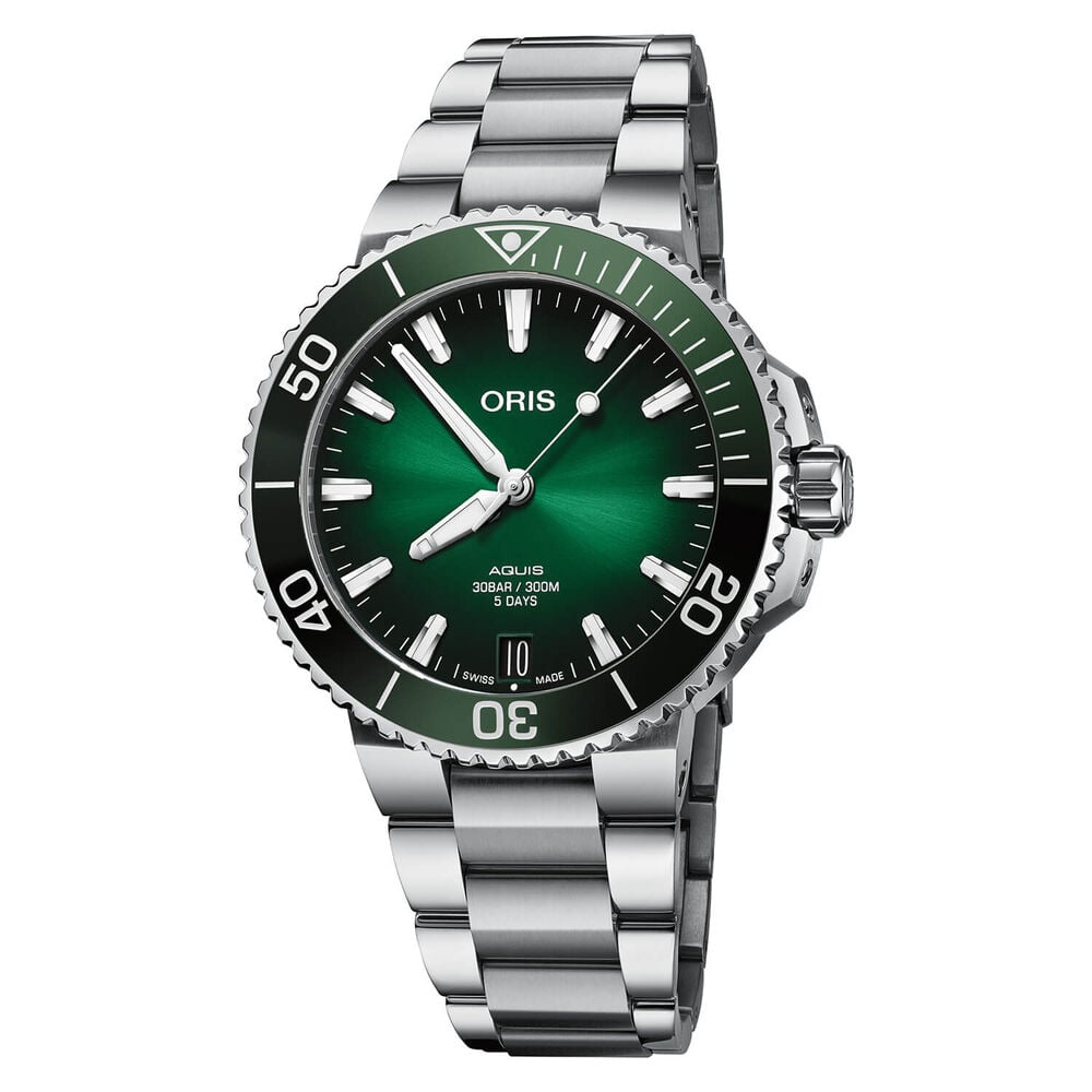 Oris Aquis Calibre 400 41.5mm Green Bezel Steel Bracelet Watch
