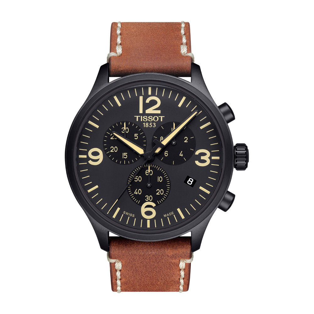 Tissot T-Sport Chrono XL Black Dial and Leather Strap Men's Watch
