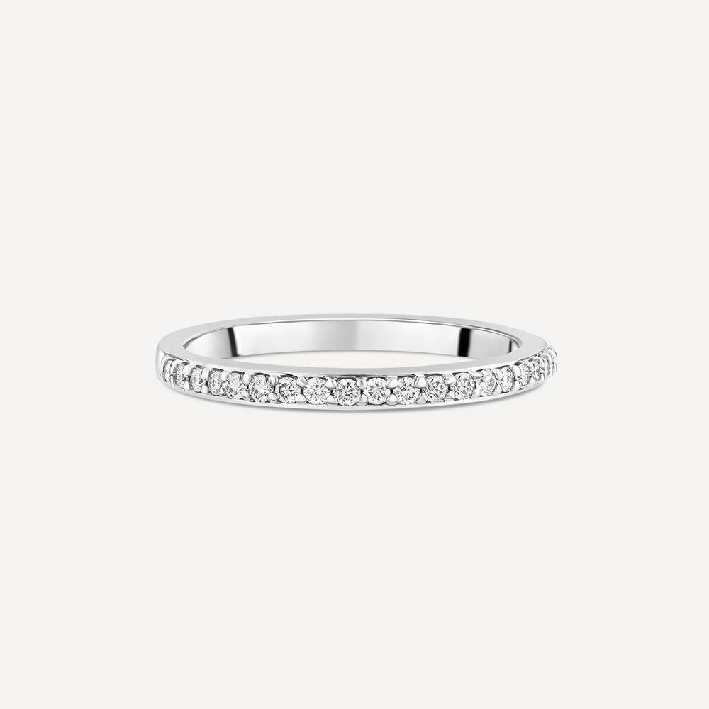 18ct White Gold Full Grain 0.15ct Diamond Half Eternity Ring image number 2