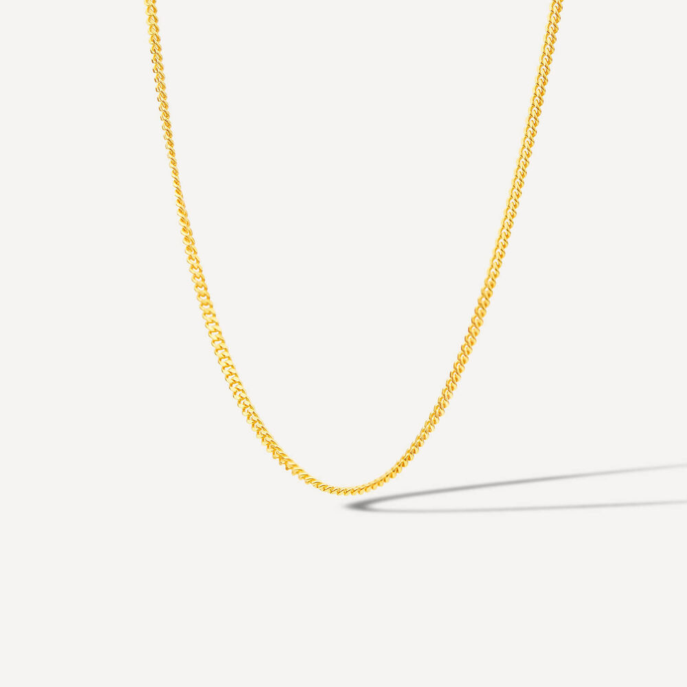 9ct Yellow Gold Curbed Chain Necklet image number 1