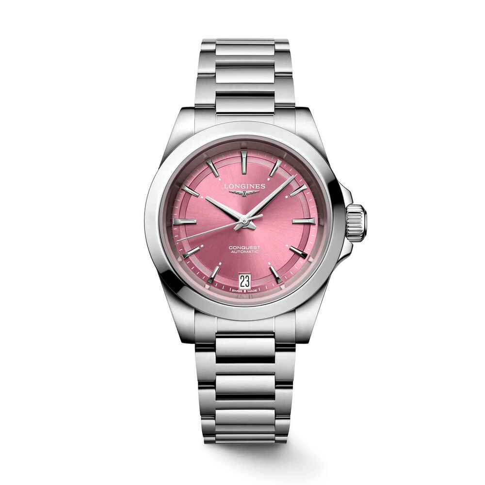 Longines Conquest 34mm Pink Dial Steel Bracelet Watch image number 0