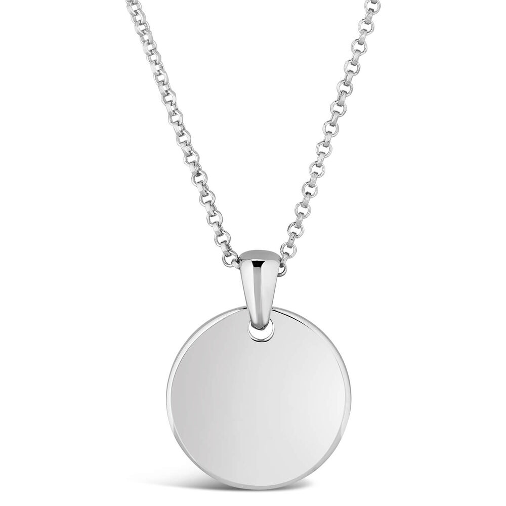 Sterling Silver Plain Round Disc Pendant Necklace (Chain Included)