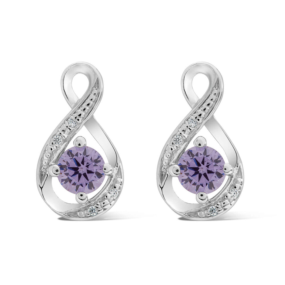 Sterling Silver and Cubic Zirconia June Birthstone Stud Earrings image number 0