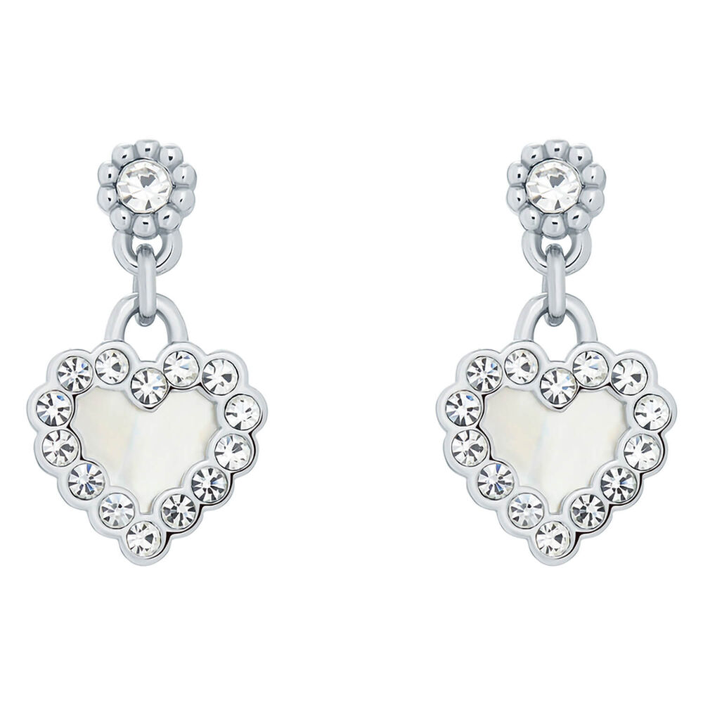 Ted Baker Silver Pearly Heart Drop Earring