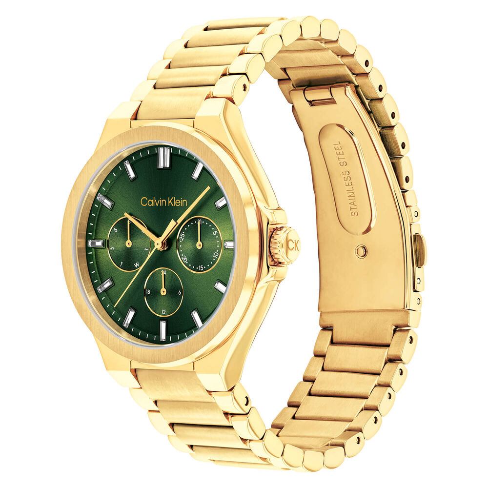 Calvin Klein Vibrancy 38mm Green Dial Gold Plated Steel Bracelet Watch