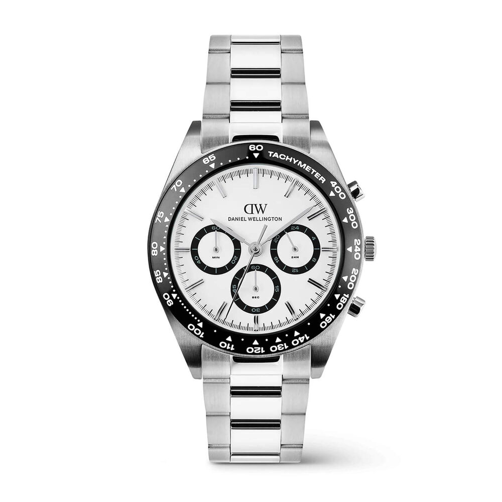 Daniel Wellington Iconic Tachymeter 42mm White Dial Stainless Steel Bracelet Watch