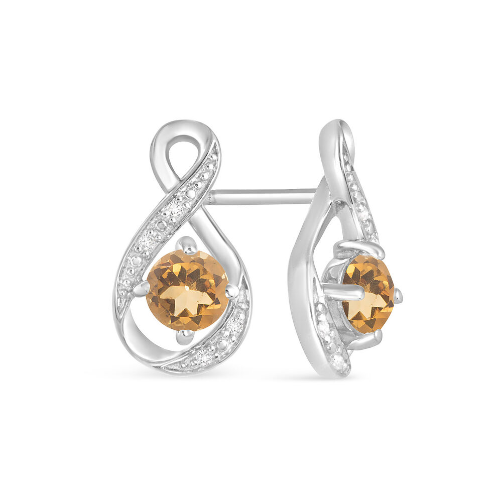 Sterling Silver and Cubic Zirconia November Birthstone Stud Earrings image number 1