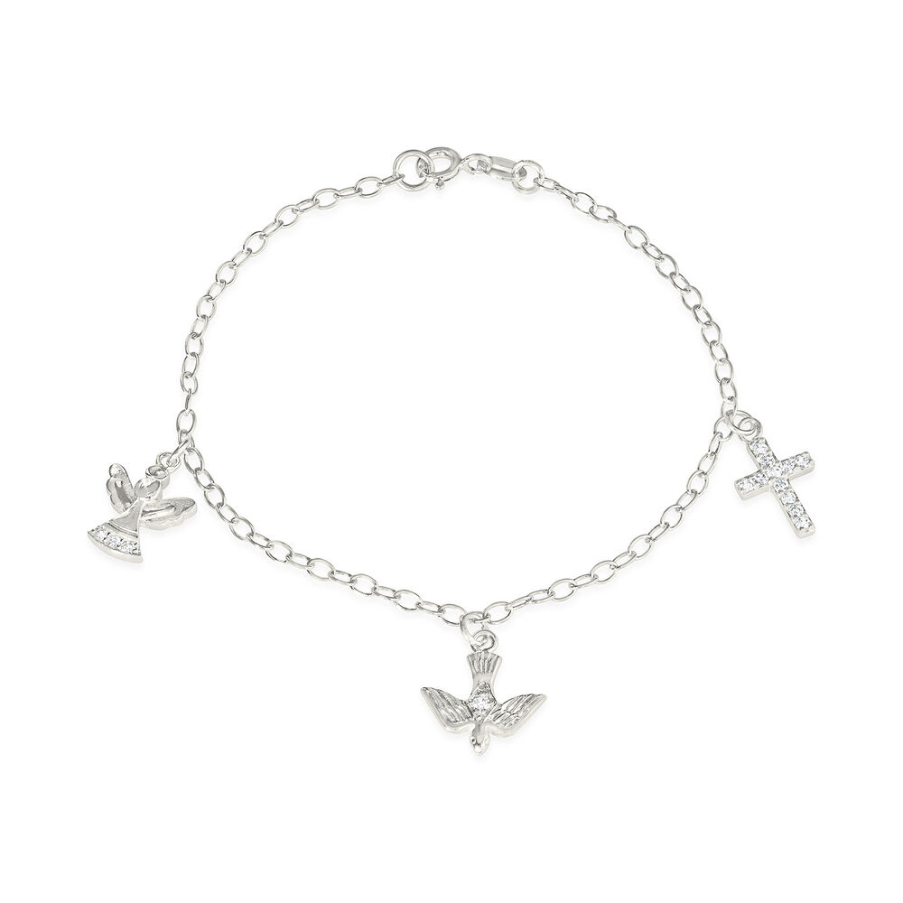 Sterling Silver Angel Dove Cross Bracelet