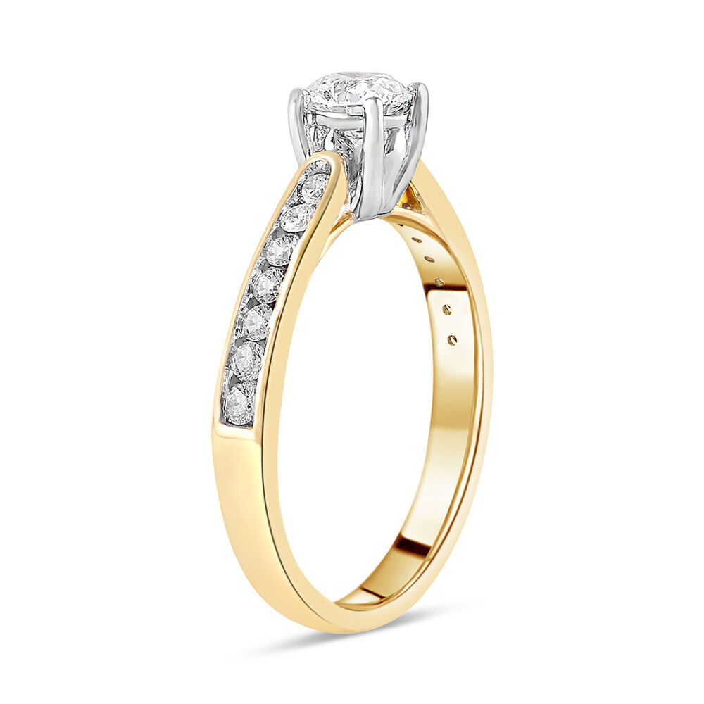 18ct Yellow Gold 0.75ct Diamond Four Claw Tulip Setting Ring image number 3