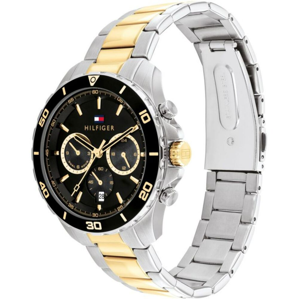 Tommy Hilfiger 43mm Black Chrono Dial Yellow Gold & Steel Case Watch image number 2