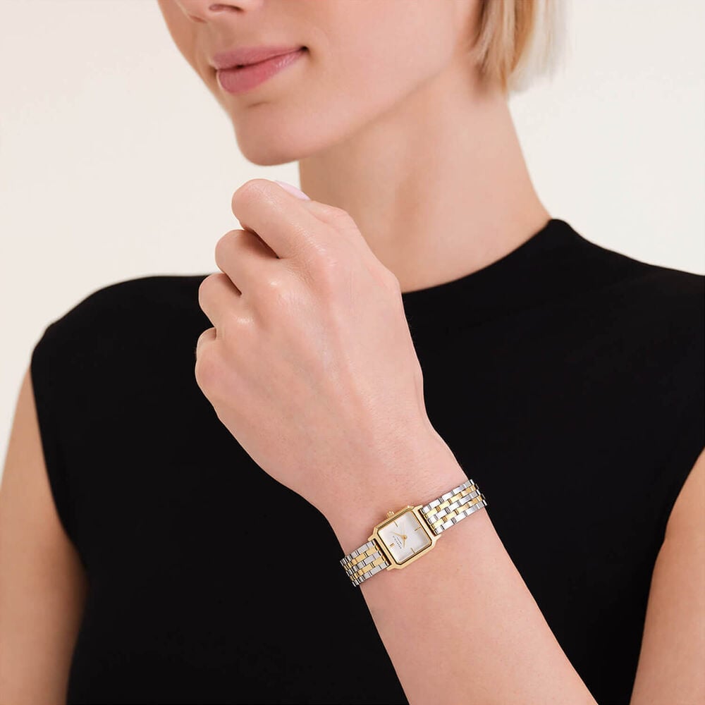 Rosefield Boxelle Duotone 19.5x19.5mm White Matte Dial 23k Gold Plated Steel Bracelet Watch image number 4