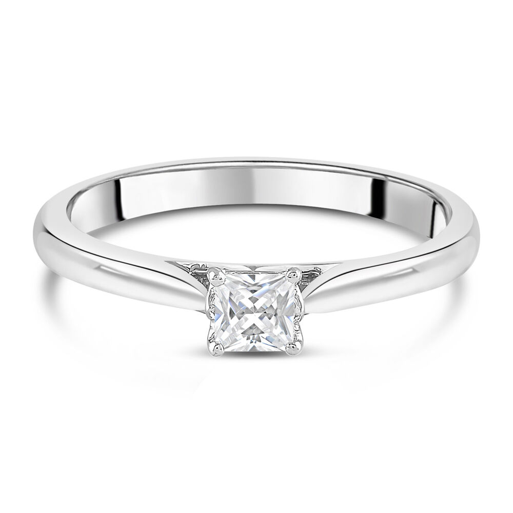 18ct White Gold 0.25ct Princess Diamond Orchid Setting Ring image number 4