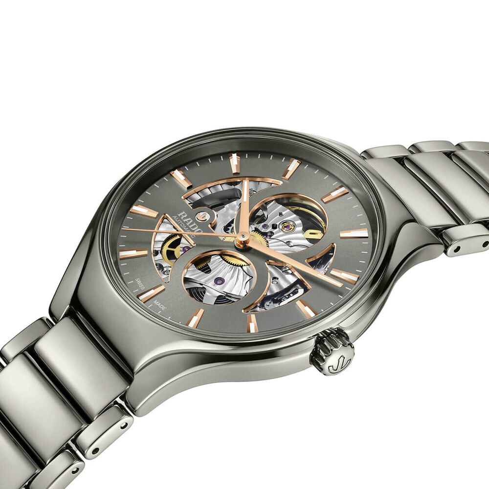 Rado True Round Automatic Open Heart 40mm Grey Dial High-Tech Ceramic Bracelet Watch image number 1