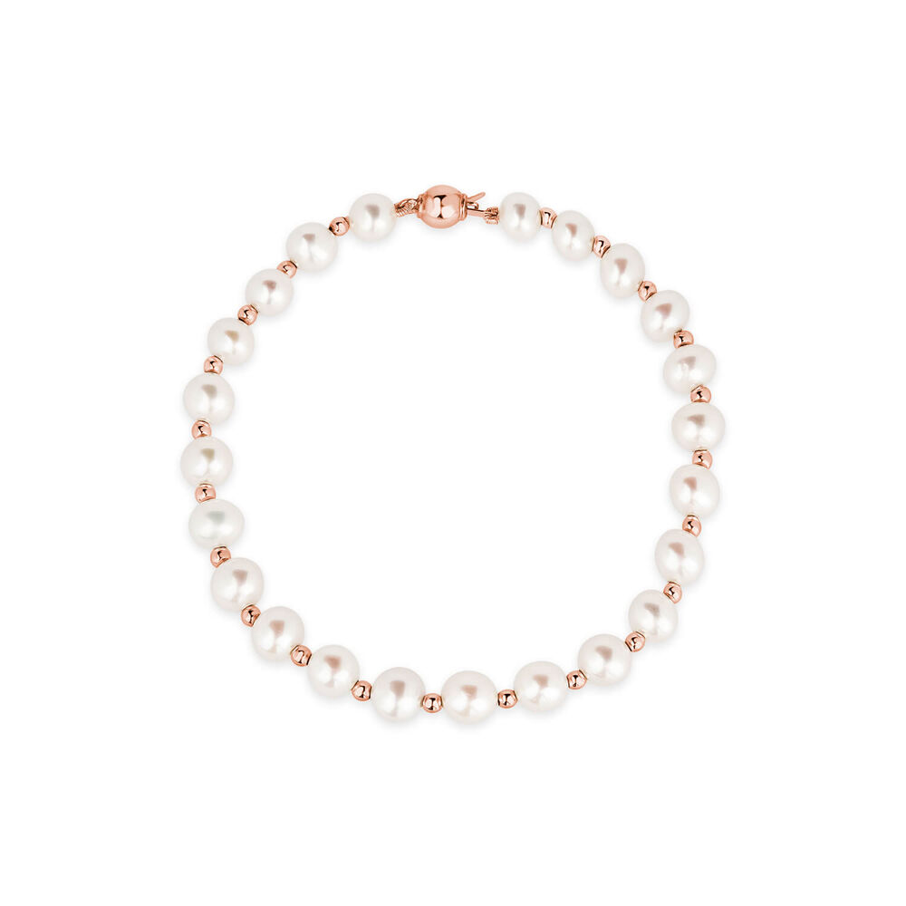 9ct Cultured Freshwater Pearls and a Gold Beat Bracelet image number 0