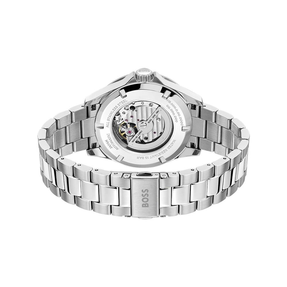 BOSS Troper Automatic 42mm Green Open Heart Dial Steel Bracelet Watch image number 3