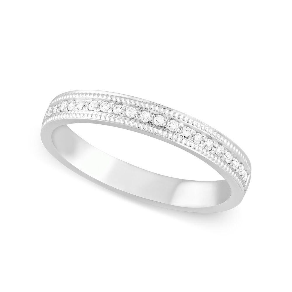 9ct White Gold 0.10ct Diamond Dot 2.5mm Ladies' Wedding Ring