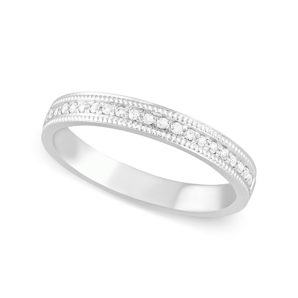9ct White Gold 0.10ct Diamond Dot 2.5mm Ladies' Wedding Ring image number 0