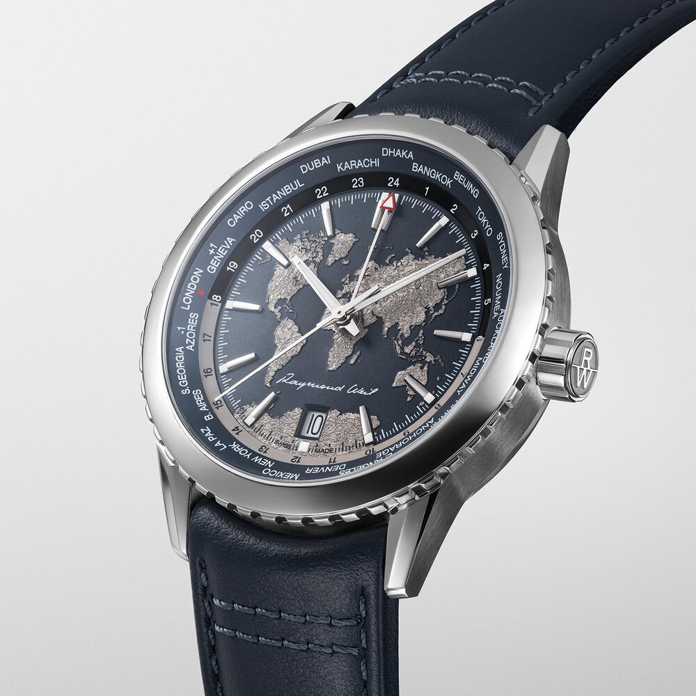 Raymond Weil Freelancer World-Traveller Limited Edition 40mm Blue Dial Leather Strap Watch