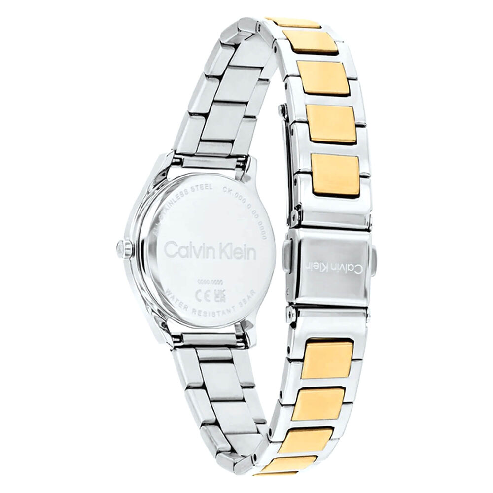 Calvin Klein Sculpted Essentials 28mm White Dial Two Tone Stainless Steel Bracelet Watch