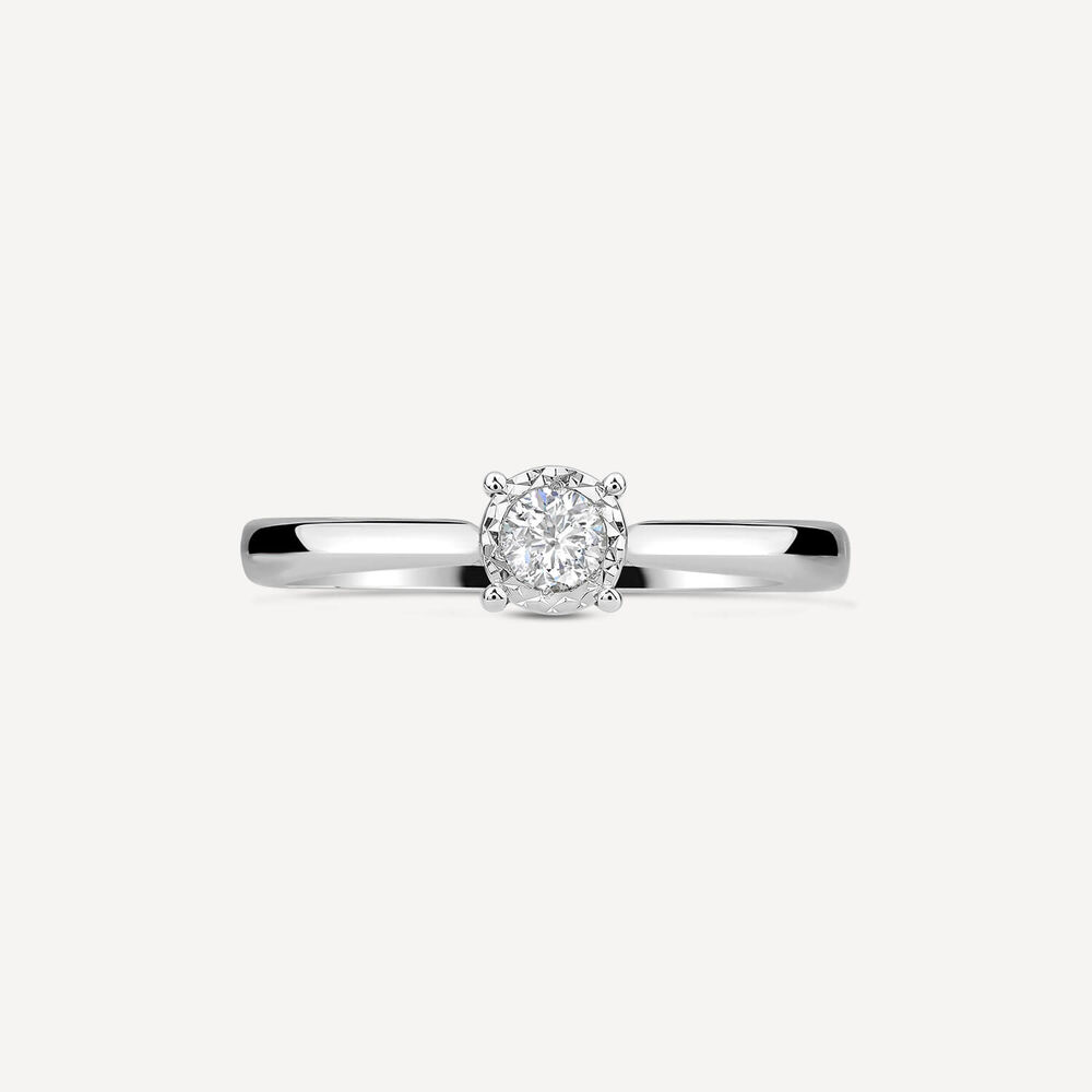 Kathy De Stafford 18ct White Gold 0.24ct Round & Solitaire Diamond Accentuated Shoulders Ring image number 1